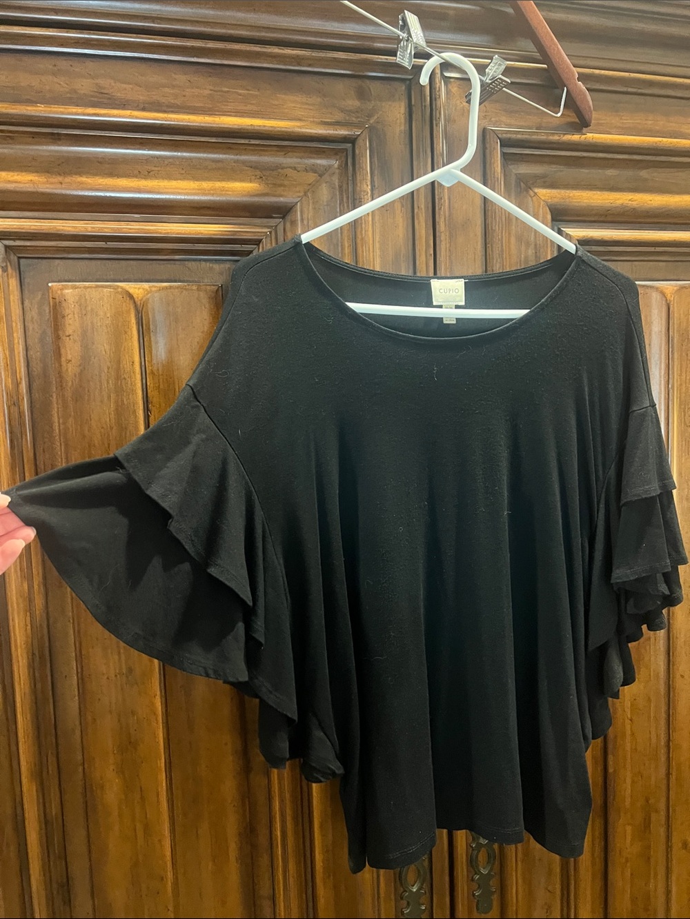 Cupio Black Ruffle Sleeve Blouse